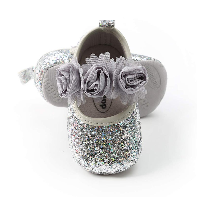 OAISNIT Baby Girl Mary Jane Flats Sparkly Soft Infant Princess Dress Crib Shoes with Headband - Image 5